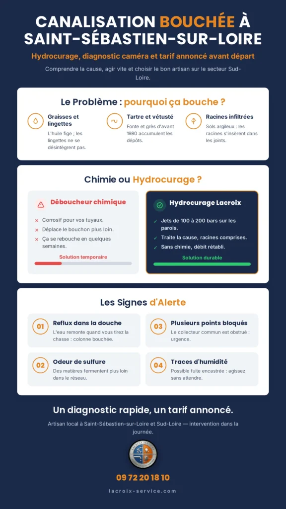 Canalisation bouchée Saint-Sébastien-sur-Loire Infographie