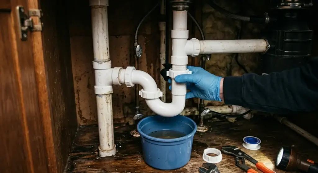 Syphon et vidange sous evier