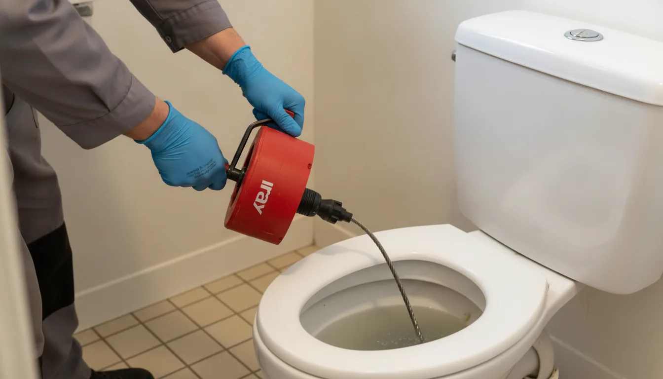 Débouchage d'un WC avec un furet manuel au Loroux-Bottereau Débouchage d'un WC avec un furet manuel au Loroux-Bottereau