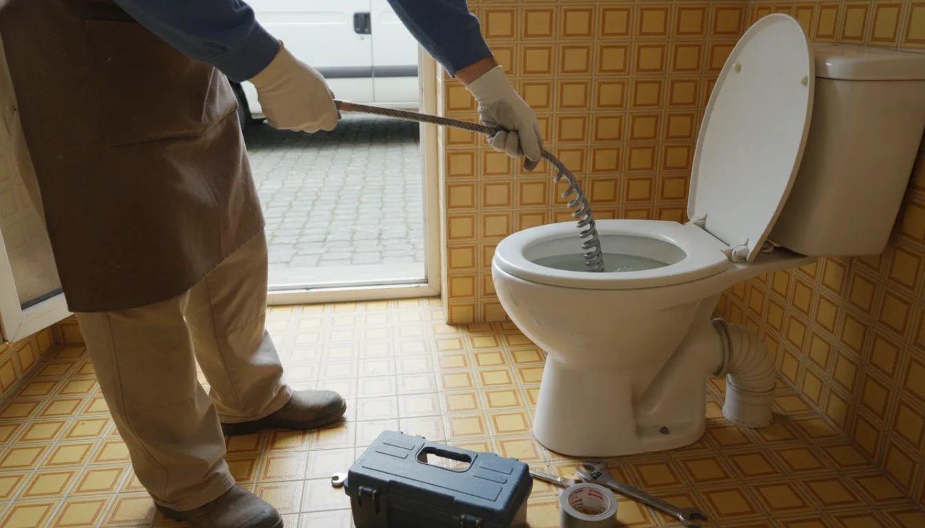 Débouchage d'un WC avec un furet dans une maison de Saint-Herblain Débouchage d'un WC avec un furet dans une maison de Saint-Herblain